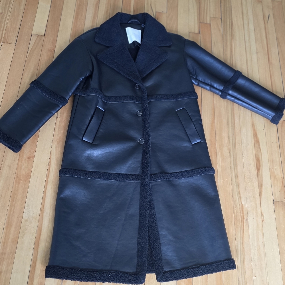 Vero Moda Black Leather Shearling Jacket